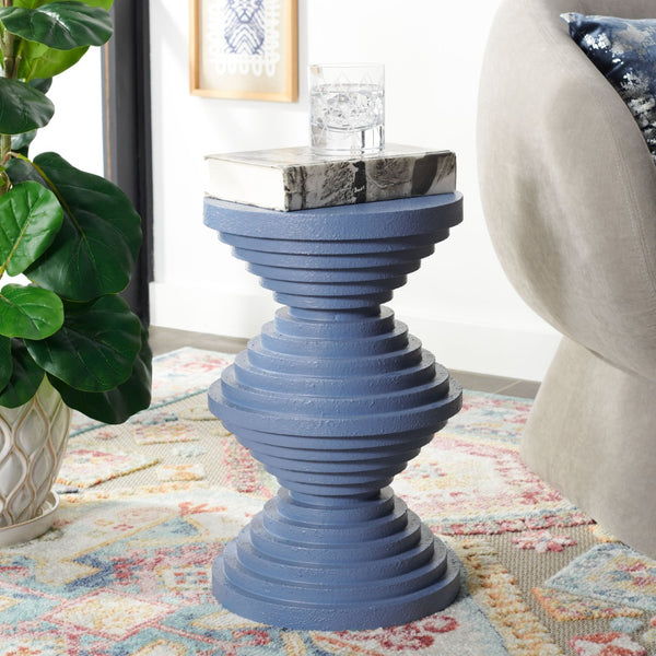 Safavieh Glynn Accent Table - Sculptural Modern Design With Curvaceous Stacked Discs For Stylish Decor Periwinkle ACC9708B