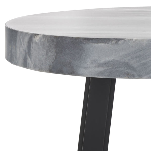 Safavieh Guenon Round Accent Table - Stylish Modern Design With Sleek Tapered Legs For Elegant Living Spaces Grey Marble / Black ACC9801A