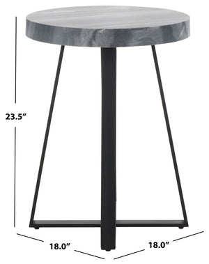 Safavieh Guenon Round Accent Table - Stylish Modern Design With Sleek Tapered Legs For Elegant Living Spaces Grey Marble / Black ACC9801A