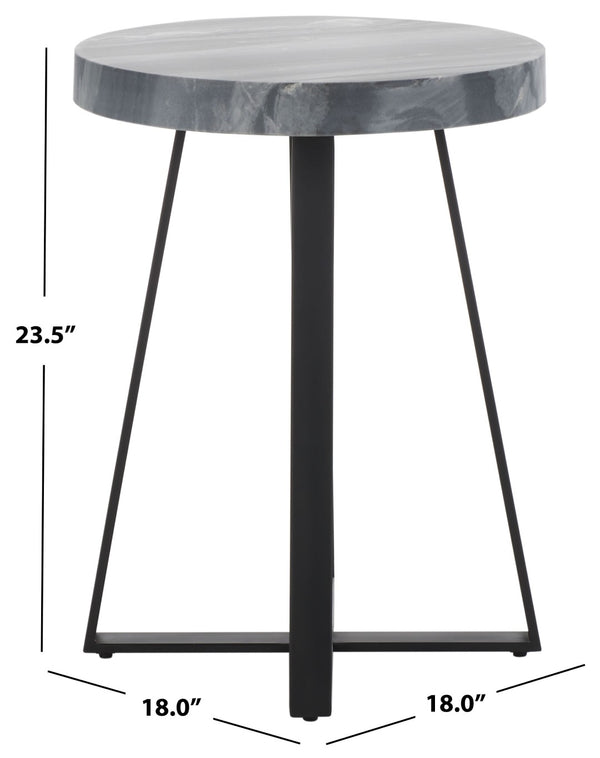 Safavieh Guenon Round Accent Table - Stylish Modern Design With Sleek Tapered Legs For Elegant Living Spaces Grey Marble / Black ACC9801A