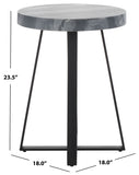 Safavieh Guenon Round Accent Table XII23 Grey Marble / Black  Metal ACC9801A