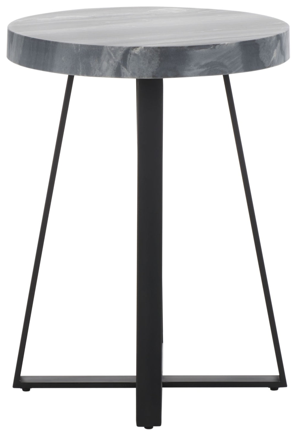 Safavieh Guenon Round Accent Table - Stylish Modern Design With Sleek Tapered Legs For Elegant Living Spaces Grey Marble / Black ACC9801A
