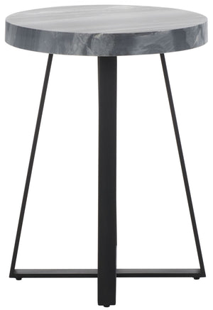 Safavieh Guenon Round Accent Table - Stylish Modern Design With Sleek Tapered Legs For Elegant Living Spaces Grey Marble / Black ACC9801A