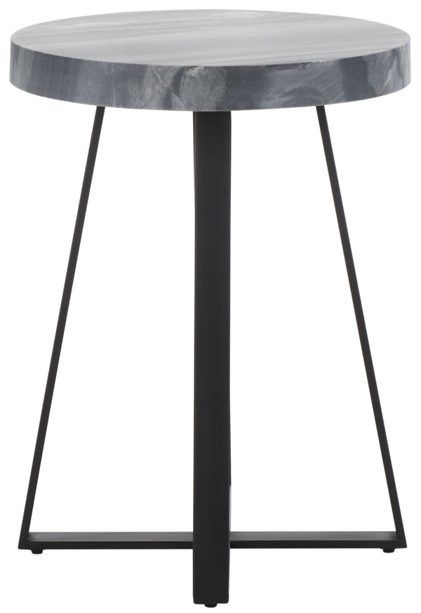 Safavieh Guenon Round Accent Table - Stylish Modern Design With Sleek Tapered Legs For Elegant Living Spaces Grey Marble / Black ACC9801A