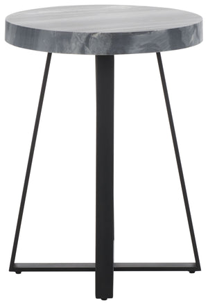 Safavieh Guenon Round Accent Table XII23 Grey Marble / Black  Metal ACC9801A