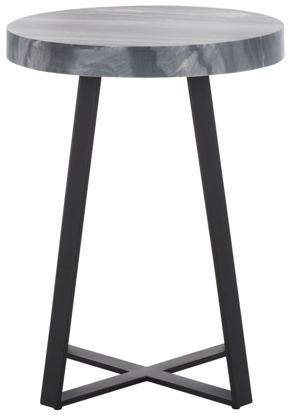 Safavieh Guenon Round Accent Table - Stylish Modern Design With Sleek Tapered Legs For Elegant Living Spaces Grey Marble / Black ACC9801A