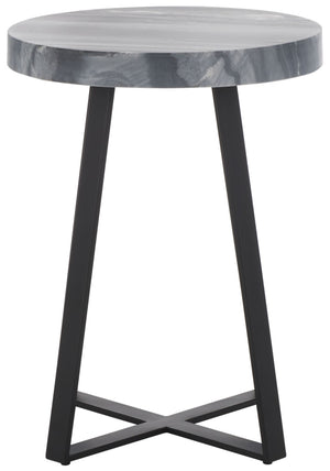 Safavieh Guenon Round Accent Table - Stylish Modern Design With Sleek Tapered Legs For Elegant Living Spaces Grey Marble / Black ACC9801A