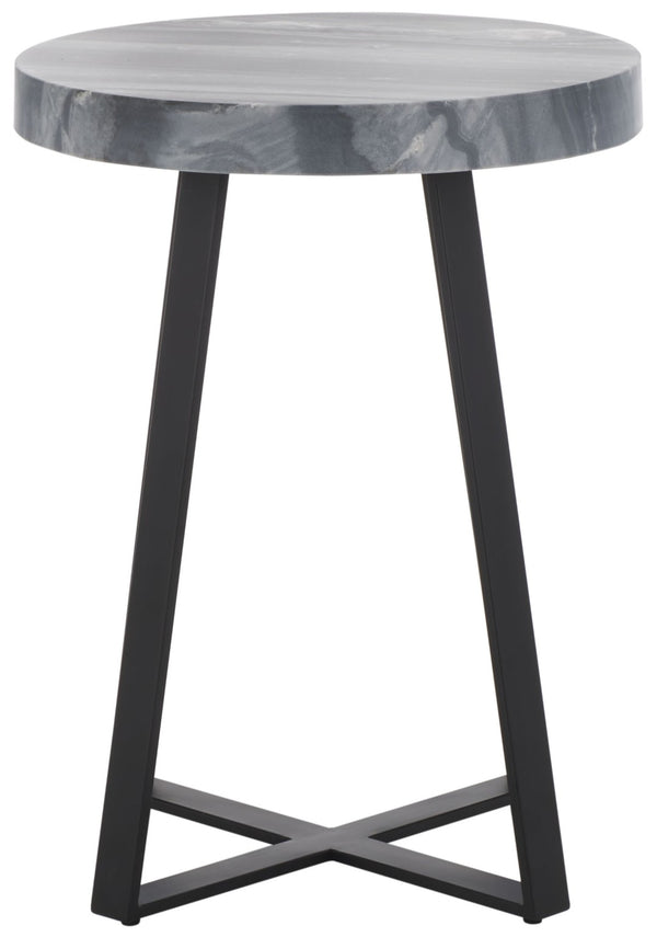 Safavieh Guenon Round Accent Table - Stylish Modern Design With Sleek Tapered Legs For Elegant Living Spaces Grey Marble / Black ACC9801A