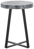 Safavieh Guenon Round Accent Table XII23 Grey Marble / Black  Metal ACC9801A