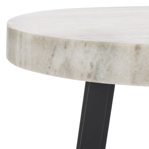 Safavieh Guenon Round Accent Table - Stylish Modern Design With Sleek Tapered Legs For Elegant Living Spaces Sand Brown Marble / Black ACC9801B