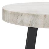 Safavieh Guenon Round Accent Table XII23 Sand Brown Marble / Black Metal ACC9801B