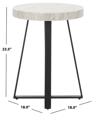 Safavieh Guenon Round Accent Table - Stylish Modern Design With Sleek Tapered Legs For Elegant Living Spaces Sand Brown Marble / Black ACC9801B