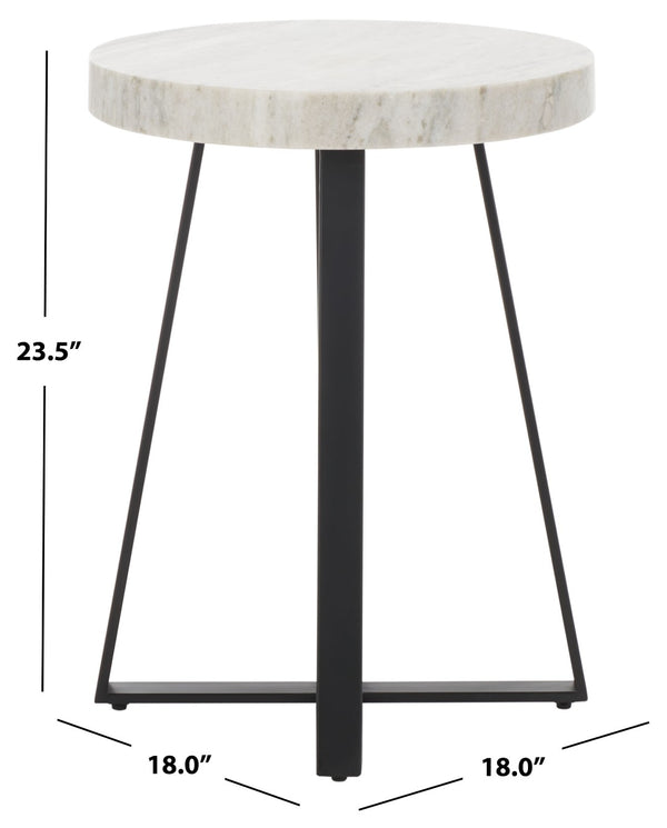 Safavieh Guenon Round Accent Table - Stylish Modern Design With Sleek Tapered Legs For Elegant Living Spaces Sand Brown Marble / Black ACC9801B