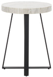 Safavieh Guenon Round Accent Table XII23 Sand Brown Marble / Black Metal ACC9801B