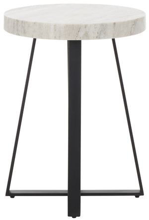Safavieh Guenon Round Accent Table - Stylish Modern Design With Sleek Tapered Legs For Elegant Living Spaces Sand Brown Marble / Black ACC9801B