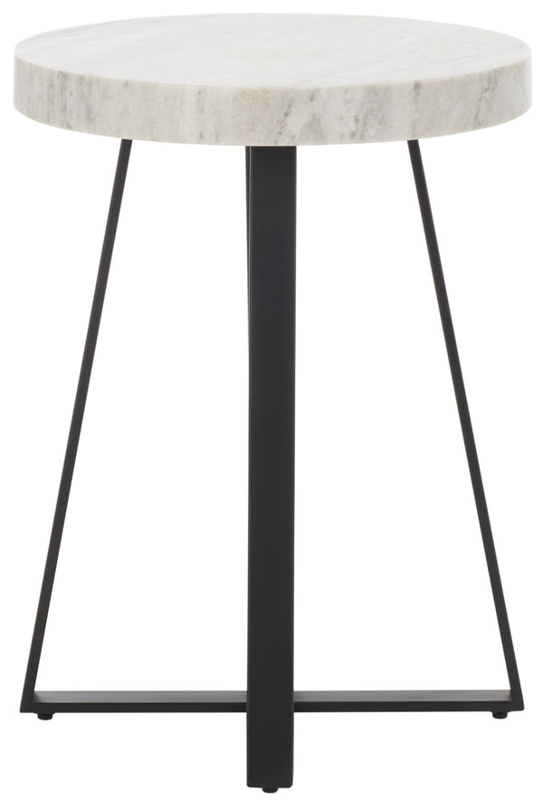 Safavieh Guenon Round Accent Table - Stylish Modern Design With Sleek Tapered Legs For Elegant Living Spaces Sand Brown Marble / Black ACC9801B