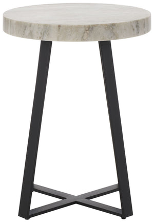 Safavieh Guenon Round Accent Table - Stylish Modern Design With Sleek Tapered Legs For Elegant Living Spaces Sand Brown Marble / Black ACC9801B