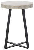 Safavieh Guenon Round Accent Table XII23 Sand Brown Marble / Black Metal ACC9801B