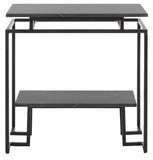 Safavieh Guernica 1 Shelf Rectangle Accent Table XII23 Marquine Black Marble / Black Metal ACC9802A