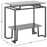 Safavieh Guernica 1 Shelf Rectangle Accent Table XII23 Grey Marble / Black  Metal ACC9802B