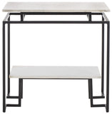 Safavieh Guernica 1 Shelf Rectangle Accent Table XII23 White Marble / Black Metal ACC9802D