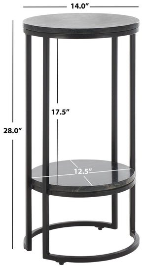 Safavieh Gunther Modern Round Accent Table With Luxurious Marble Top And Sleek Metal Base For Any Space Marquine Black Marble / Black ACC9803A