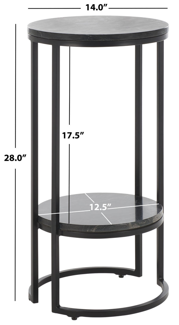 Safavieh Gunther Modern Round Accent Table With Luxurious Marble Top And Sleek Metal Base For Any Space Marquine Black Marble / Black ACC9803A