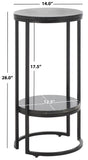 Safavieh Gunther 1 Shelf Round Accent Table XII23 Marquine Black Marble / Black Metal ACC9803A