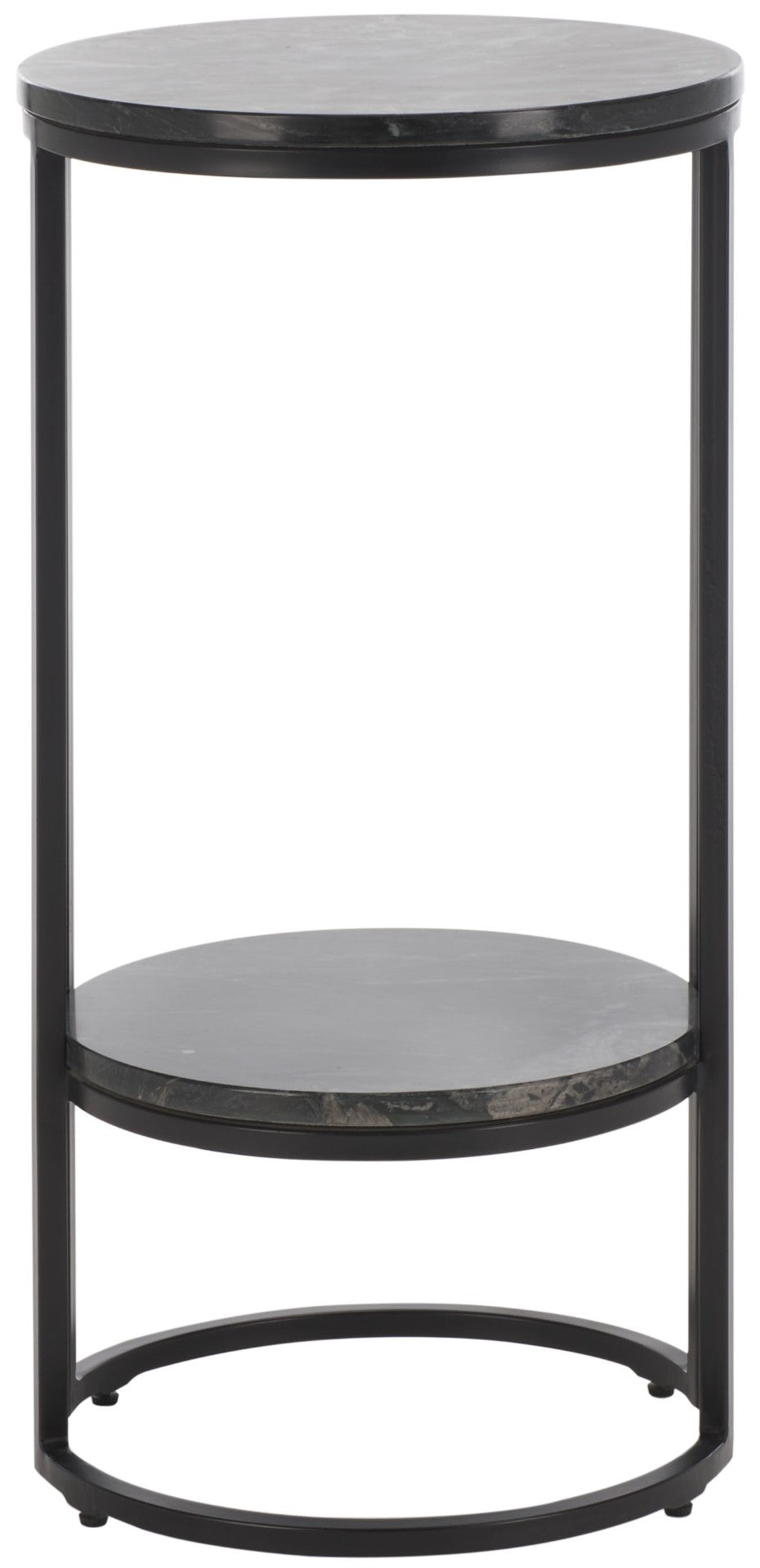 Safavieh Gunther Modern Round Accent Table With Luxurious Marble Top And Sleek Metal Base For Any Space Marquine Black Marble / Black ACC9803A