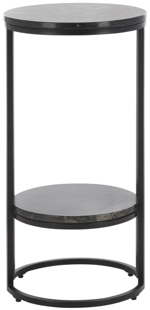 Safavieh Gunther Modern Round Accent Table With Luxurious Marble Top And Sleek Metal Base For Any Space Marquine Black Marble / Black ACC9803A