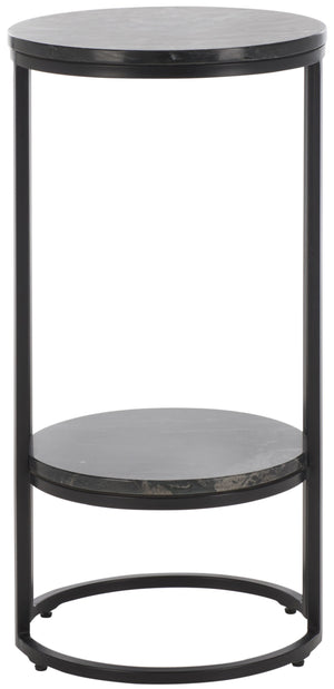 Safavieh Gunther 1 Shelf Round Accent Table XII23 Marquine Black Marble / Black Metal ACC9803A