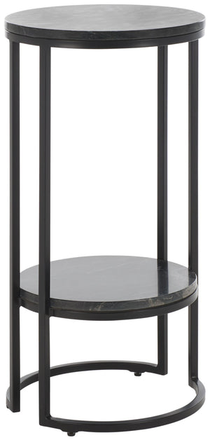 Safavieh Gunther Modern Round Accent Table With Luxurious Marble Top And Sleek Metal Base For Any Space Marquine Black Marble / Black ACC9803A