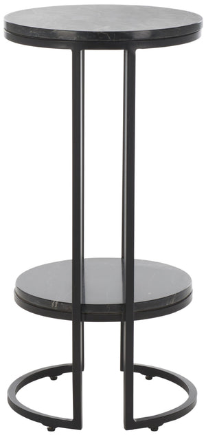 Safavieh Gunther Modern Round Accent Table With Luxurious Marble Top And Sleek Metal Base For Any Space Marquine Black Marble / Black ACC9803A