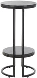 Safavieh Gunther 1 Shelf Round Accent Table XII23 Marquine Black Marble / Black Metal ACC9803A