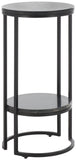 Safavieh Gunther 1 Shelf Round Accent Table XII23 Marquine Black Marble / Black Metal ACC9803A