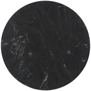Safavieh Gunther Modern Round Accent Table With Luxurious Marble Top And Sleek Metal Base For Any Space Marquine Black Marble / Black ACC9803A