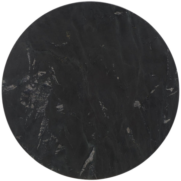 Safavieh Gunther Modern Round Accent Table With Luxurious Marble Top And Sleek Metal Base For Any Space Marquine Black Marble / Black ACC9803A