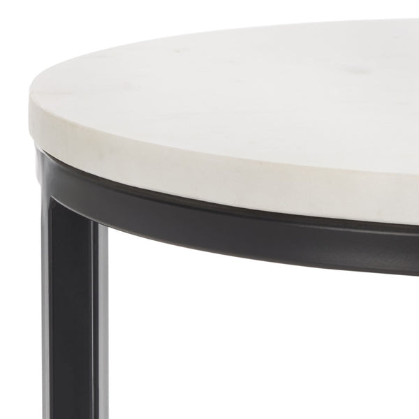 Safavieh Gunther Modern Round Accent Table With Luxurious Marble Top And Sleek Metal Base For Any Space White Marble / Black ACC9803B