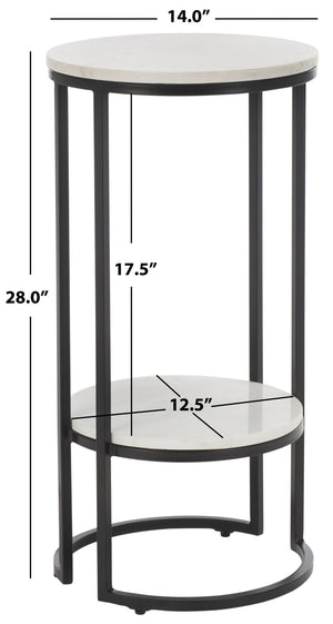 Safavieh Gunther Modern Round Accent Table With Luxurious Marble Top And Sleek Metal Base For Any Space White Marble / Black ACC9803B