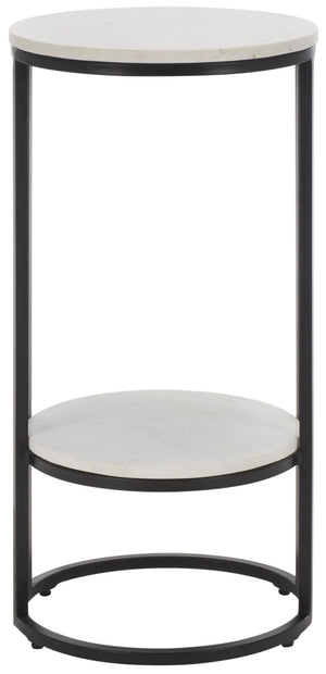 Safavieh Gunther Modern Round Accent Table With Luxurious Marble Top And Sleek Metal Base For Any Space White Marble / Black ACC9803B