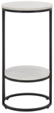 Safavieh Gunther 1 Shelf Round Accent Table XII23 White Marble / Black Metal ACC9803B