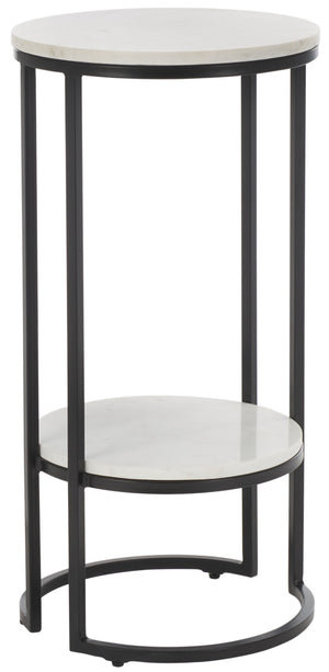Safavieh Gunther Modern Round Accent Table With Luxurious Marble Top And Sleek Metal Base For Any Space White Marble / Black ACC9803B