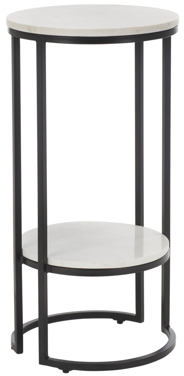 Safavieh Gunther Modern Round Accent Table With Luxurious Marble Top And Sleek Metal Base For Any Space White Marble / Black ACC9803B