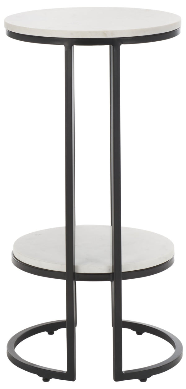 Safavieh Gunther Modern Round Accent Table With Luxurious Marble Top And Sleek Metal Base For Any Space White Marble / Black ACC9803B