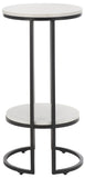 Safavieh Gunther 1 Shelf Round Accent Table XII23 White Marble / Black Metal ACC9803B