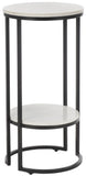 Safavieh Gunther 1 Shelf Round Accent Table XII23 White Marble / Black Metal ACC9803B