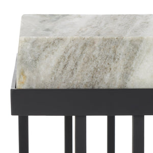 Safavieh Gustaf Modern Architectural Accent Table - Sand Brown Marble & Black Metal For Chic Spaces ACC9804A