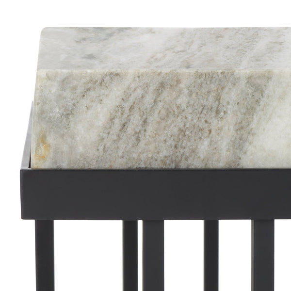 Safavieh Gustaf Modern Architectural Accent Table - Sand Brown Marble & Black Metal For Chic Spaces ACC9804A