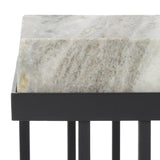 Safavieh Gustaf Rectangle Accent Table XII23 Sand Brown Marble / Black Metal ACC9804A