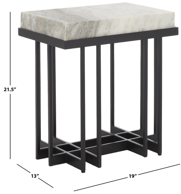 Safavieh Gustaf Modern Architectural Accent Table - Sand Brown Marble & Black Metal For Chic Spaces ACC9804A